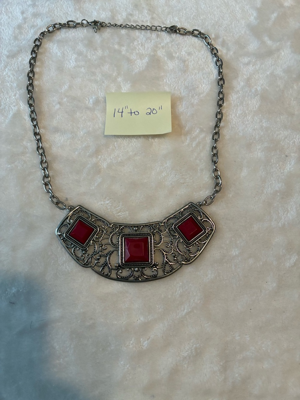 paparazzi Silver-Tone Filigree Necklace with Red Stones